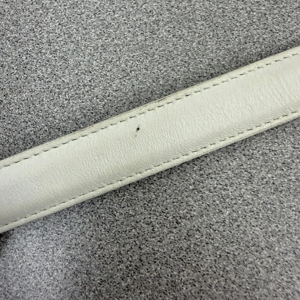 Coach Belt Womens Small White Gold Tone Buckle Leather Skinny Classic USA Vtg